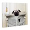 Stupell Industries Pug Reading Newspaper in Bathroom Canvas Wall Art